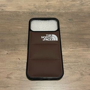 The North Face Brown Puffer Phone Case with Logo. Fits a iPhone 17 pro max!